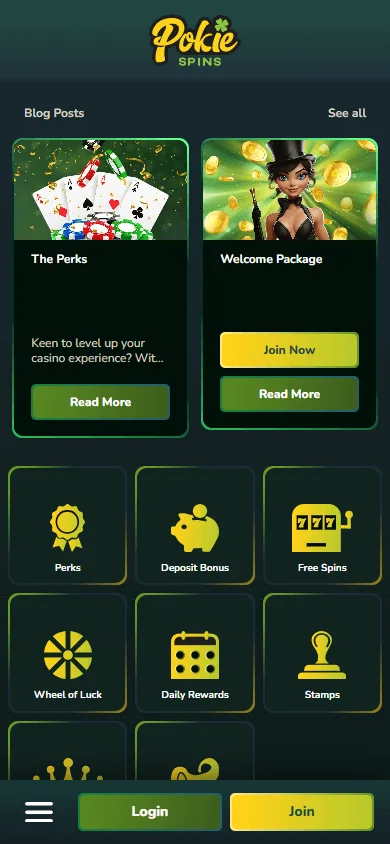 Pokie Spins Casino mobile browser promotions view